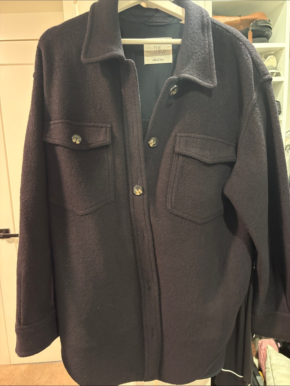 Wilfred Black Lightweight Shirt Jacket with Flap Pockets
